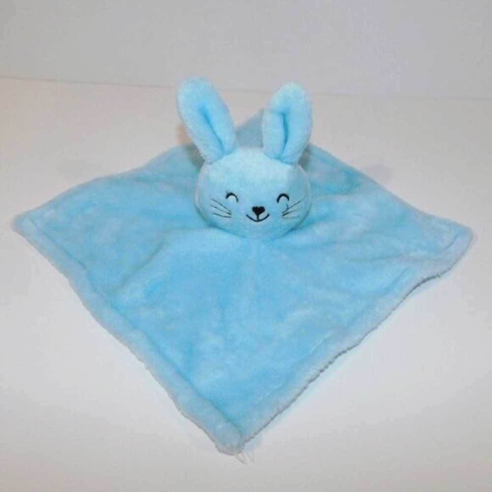 Blue Bunny Rabbit Security blanket Smile Heart Nose Plush  Baby lovey nunu